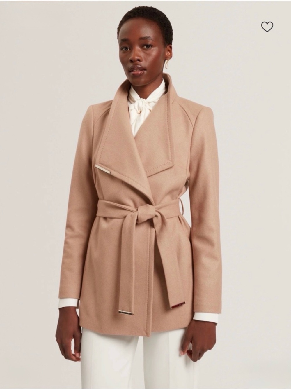 Ted Baker Rosess Camel Wool Cashmere Wrap Coat Size 2